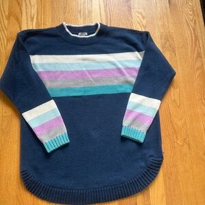 Talbots Navy Sweater with Colorful Stripes